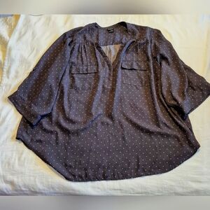 Torrid women's size 5 5X dark gray with white dots 3/4 sleeve 2 pockets VGUC